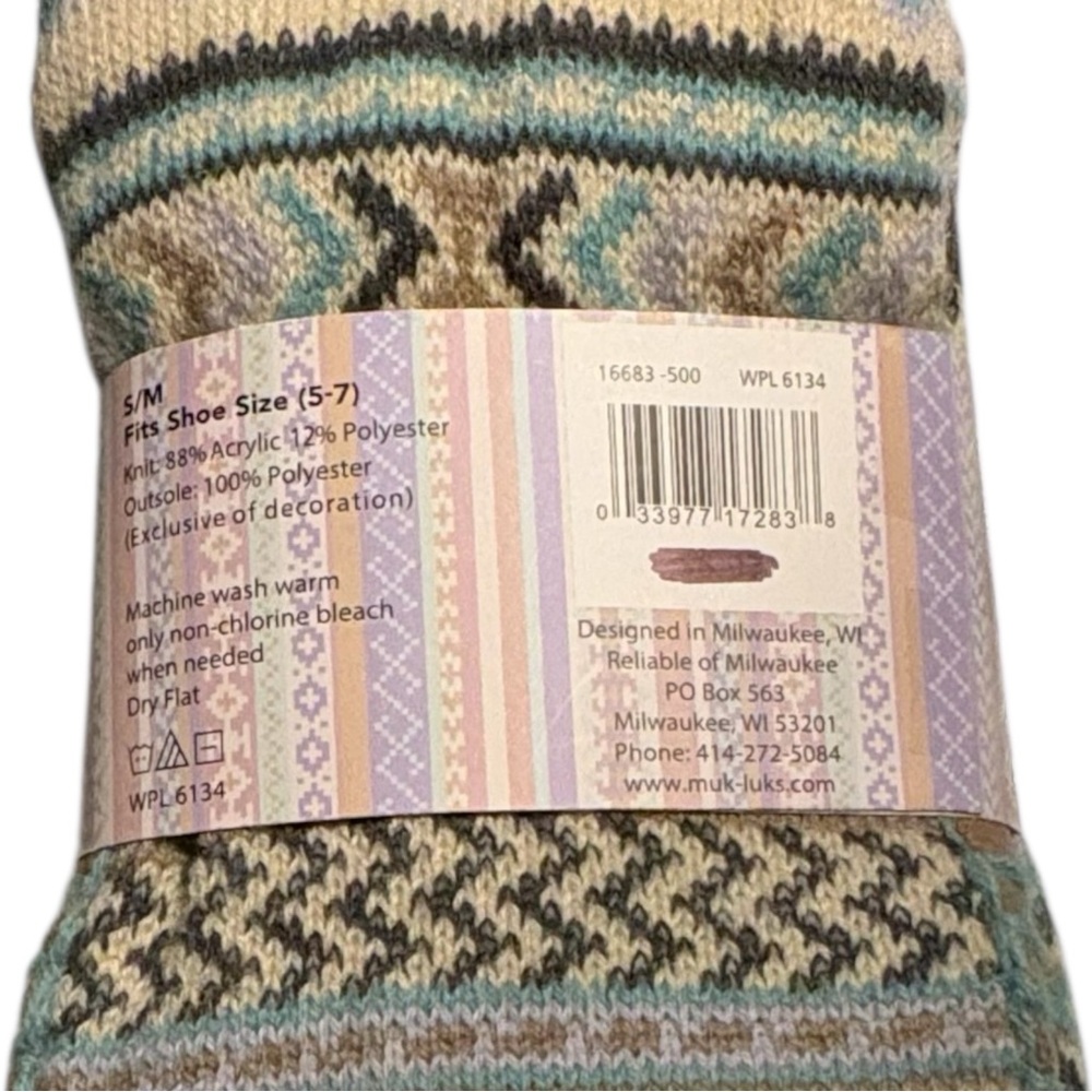 MUK LUKS Patterned Knit Slipper Socks Size S/M (5-7) — BRAND NEW IN PACKAGING - Picture 5 of 5